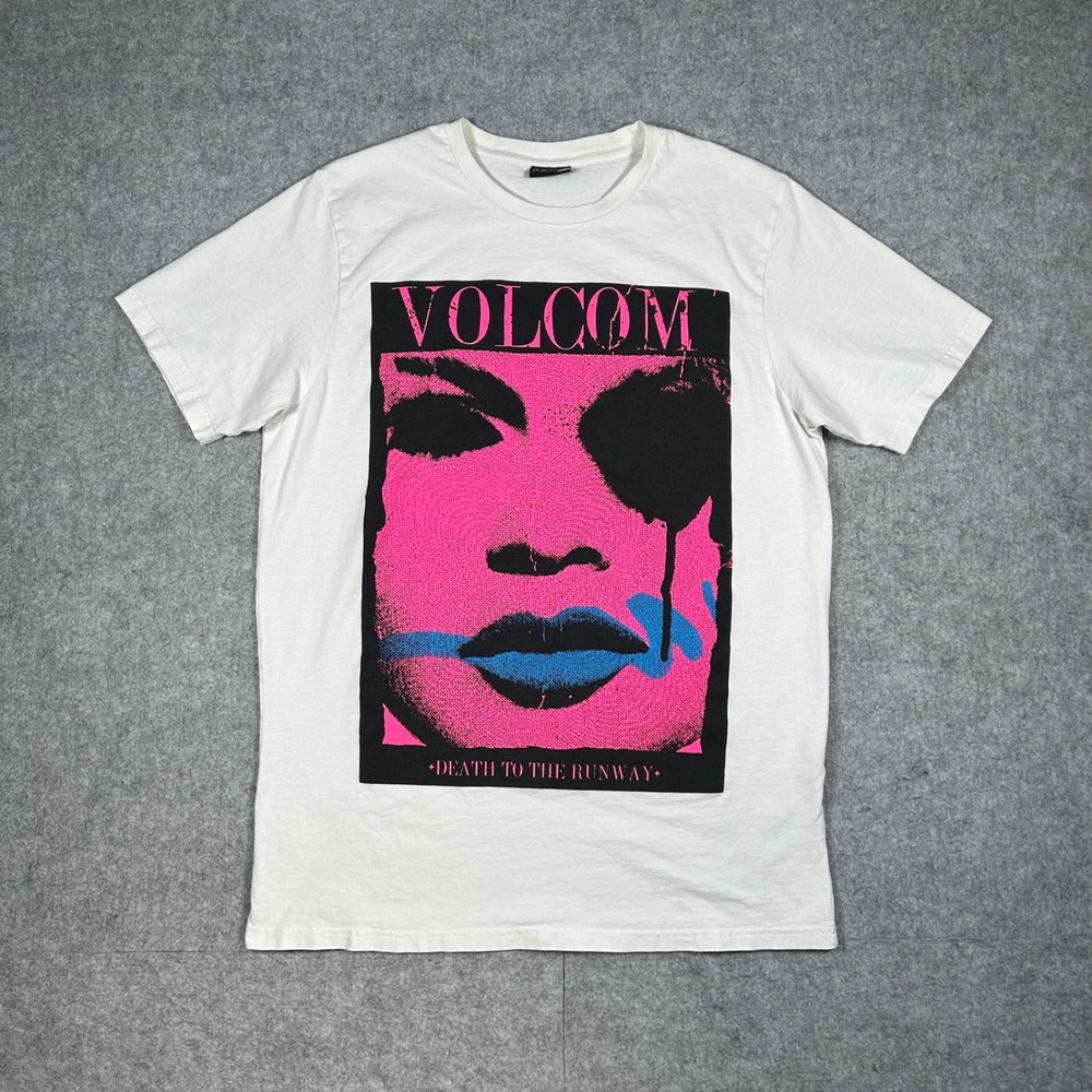 Volcom T Shirt Mens Large White Death To The Runway big Graphic Tee Punk Skate